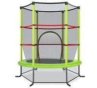 COSTWAY Trampolino Elastico Bambino in Acciaio, Tappeto Elastico Bambini da Esterno e da Interno, con Rete e Cusicnetti Antiscivolo (Verde, 165 x 165 cm)