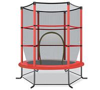 COSTWAY Trampolino Elastico Bambino in Acciaio, Tappeto Elastico Bambini da Esterno e da Interno, con Rete e Cusicnetti Antiscivolo (Rosso, 165 x 165 cm)