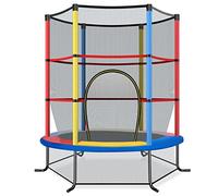 COSTWAY Trampolino Elastico Bambino in Acciaio, Tappeto Elastico Bambini da Esterno e da Interno, con Rete e Cusicnetti Antiscivolo (Colorato, 165 x 165 cm)