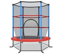 COSTWAY Trampolino Elastico Bambino in Acciaio, Tappeto Elastico Bambini da Esterno e da Interno, con Rete e Cusicnetti Antiscivolo (Blu, 165 x 165 cm)