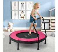 Costway Trampolino per bambini con cuscino di sicurezza per bambini 3-6 anni, Trampolino da fitness per interno/esterno Rosa