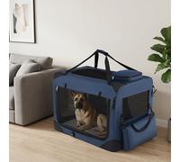 Costway Trasportino per cani e gatti con 2 tasche portaoggetti e 2 manici, Borsa per cani con morbido cuscino parte superiore apribile L Blu