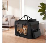 Costway Trasportino per cani e gatti con 2 tasche portaoggetti e 2 manici, Borsa per cani con morbido cuscino parte superiore apribile M Nero