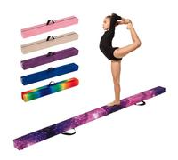 COSTWAY Trave Ginnastica Artistica per Casa 210/240/270 cm, Trave Pieghevole per Bambini con Maniglia, Base in Legno e Fondo Antiscivolo, Trave di Equilibrio da Pavimento (Viola e Rosa, 270 cm)
