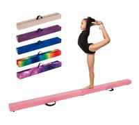 COSTWAY Trave Ginnastica Artistica per Casa 210/240/270 cm, Trave Pieghevole per Bambini con Maniglia, Base in Legno e Fondo Antiscivolo, Trave di Equilibrio da Pavimento (Rosa, 270 cm)