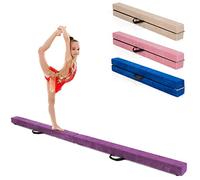 COSTWAY Trave Ginnastica Artistica per Casa 210/240/270 cm, Trave Pieghevole per Bambini con Maniglia, Base in Legno e Fondo Antiscivolo, Trave di Equilibrio da Pavimento (Viola, 210 cm)