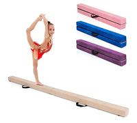 COSTWAY Trave Ginnastica Artistica per Casa 210/240/270 cm, Trave Pieghevole per Bambini con Maniglia, Base in Legno e Fondo Antiscivolo, Trave di Equilibrio da Pavimento (Marrone Chiaro, 210 cm)