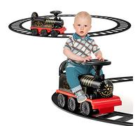 COSTWAY Trenino Elettrico per Bambini, Treno Giocattolo con 16 Pezzi di Binari, con Luci e Suoni, Scatola di Stoccaggio, Regalo per Bambini Anni 3+ (Nero)