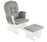 Costzon Baby Glider e Ottoman Cushion Set, legno Baby Rocker Nursery Furniture, imbottito confortevole nursery chair & Ottoman con braccioli imbottiti (grigio chiaro)