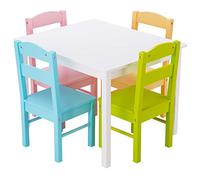 Costzon Set tavolo e sedie in legno per bambini, tavolo da attività e sedie in legno, per bambini, artigianato, compiti a casa, snack prescolari, mobili regalo per ragazzi e ragazze