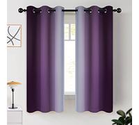 Cosvia, Tende oscuranti ombré, lunghezza 160 cm, con occhielli viola e bianco grigiastro, tende termiche isolanti che bloccano la luce, per camera da letto e soggiorno, 2 pannelli, 106,7 x 160 cm
