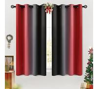 COSVIYA Grommet Ombre - Tende oscuranti per camera da letto dei bambini, in poliestere, blocco della luce, colore: rosso e nero, tende per finestre/soggiorno/cucina, 2 pannelli, 132 x 137 cm