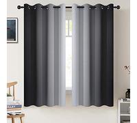 COSVIYA Grommet - Tende oscuranti in ombré, lunghezza 160 cm, colore nero e grigiastro, tende termiche per camera da letto/soggiorno, 2 pannelli, 132 x 160 cm