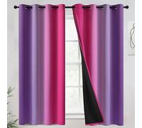 COSVIYA Tende e tende oscuranti 100% rosa viola, 132 x 160 cm, 2 pannelli, oscuramento della stanza completa, con occhielli, sfumature, isolanti, termiche, per camera da letto/soggiorno