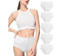 Coswind Mutande Donna Cotone Vita Alta Sexy Push Up Glutei Mutandine Traspirante Elasticizzato Slip Pacco da 5 Bianco L