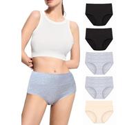 Coswind Mutande Donna Cotone Vita Alta Sexy Push Up Glutei Mutandine Traspirante Elasticizzato Slip Pacco da 5 Nero/Grigio Chiaro/Bianco M