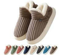 Coswind Pantofole Donna Uomo Invernali Ciabatte Calde Chiuse Peluche with Memory Foam Pelose Eleganti Comode Morbide Antiscivolo Marrone 300