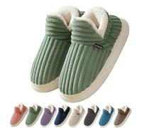 Coswind Pantofole Donna Uomo Invernali Ciabatte Calde Chiuse Peluche with Memory Foam Pelose Eleganti Comode Morbide Antiscivolo Verde 300
