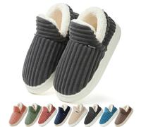 Coswind Pantofole Donna Uomo Invernali Ciabatte Calde Chiuse Peluche with Memory Foam Pelose Eleganti Comode Morbide Antiscivolo Nero 300