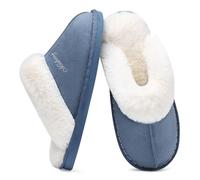 Coswind Pantofole Donna Uomo Invernali Peluche Ciabatte da Casa with Memory Foam Pelose Calde Comode Fluffy Antiscivolo Autunno Interno Esterno Blu 270