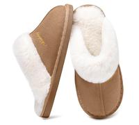 Coswind Pantofole Donna Uomo Invernali Peluche Ciabatte da Casa with Memory Foam Pelose Calde Comode Fluffy Antiscivolo Autunno Interno Esterno Marrone chiaro 290