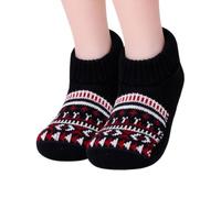 Cosy Fair Isle - Calzini da donna spessi foderati in sherpa | Calzini alla caviglia foderati in pile Sherpa con motivo retrò a maglia Fair Isle, caldi calzini termici per pavimenti
