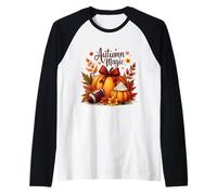 Cosy Fall Pumpkin Spice Football Vibes Autumn Maglia con Maniche Raglan
