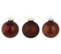 Cosy Home - Set di 12 palline di Natale in vetro, Shiny Matt Opal Marrone, D8 cm