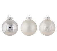 Cosy Home - Set di 24 palline di Natale in vetro, argento lucido opaco, D6 cm