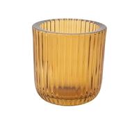 Cosy Home - Set di 6 candelabri in cristallo Ribs, ambra, 7,5 x 7,5 x 8 cm
