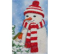 Cosy Snowman 10x15cm Crystal Art Card NUOVO