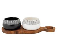 Cosy & Trendy Servizio apero in gres Etosha: 1 vassoio di servizio + 2 ciotole D7,5 x h5,2 cm, nero