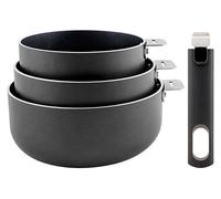 Cosy & Trendy Set di pentole in alluminio, antiaderenti, manico rimovibile, 4 pezzi, senza PFAS, adatte a tutte le fonti di calore, inclusa l'induzione