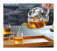 Cosy-YcY - Teiera in vetro borosilicato di alta qualità, con infusore in acciaio inox resistente al calore, può essere utilizzata su un piano cottura, Borosilicato vetro, 1000ml/35oz