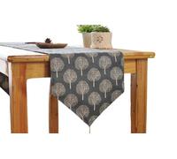 CosyAurora - Runner da tavola in lino con alberi di gelso, blu navy, decorazione per la casa e le feste (grigio navy, 30 x 220 cm)