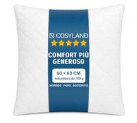 COSYLAND cuscini letto 2 pezzi, cuscini trapuntati con imbottitura 800 g in fibra 7D, morbidi e traspiranti, altezza regolabile, supporto soffice, bordi rifiniti(60 x 60 cm)