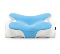COSYLAND Cuscino Cervicale per Dormire Ergonomico - Cuscino per Cervicale in Memory Foam con Zone di Supporto a Rilievo, Guanciale Letto per Appoggio Collo e Spalle (Blu)