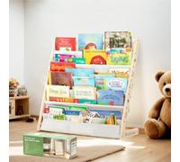 COSYLAND Libreria Montessori per Bambini Con 6 Scomparti in Tessuto Oxford - Libreria per Bambini in Legno Naturale - Libreria Montessori Con Bordi Arrotondati e Grande Capienza(Naturale)