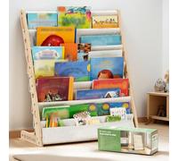 COSYLAND Libreria Montessori per Bambini L - Libreria Bambini a 6 Ripiani in Legno di Pino, Stabile e Salvaspazio, con Ampia Capacità di Archiviazione (Naturale)