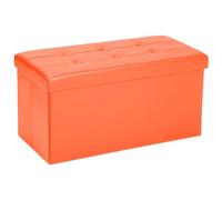 COSYLAND Pouf Contenitore - Panca Contenitore - Poggiapiedi Contenitore - Panca Contenitore Camera da Letto - Poggiapiedi Divano Pieghevole in finta pelle - 76 x 38 x 38 cm (Arancione)
