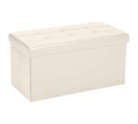 COSYLAND Pouf Contenitore Pieghevole 110L - Panca Contenitore da Interno in PVC Impermeabile - Cassapanca Contenitore Multiuso, Puff Salvaspazio Robusto e Facile da Spostare - 76x38x38 cm (Crema)