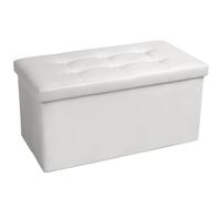 COSYLAND Pouf Contenitore Pieghevole 110L - Panca Contenitore da Interno in PVC Impermeabile - Cassapanca Contenitore Multiuso, Puff Salvaspazio Robusto e Facile da Spostare (Bianco Neve)