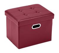 COSYLAND Pouf Contenitore - Poggiapiedi Contenitore - Pouf Poggiapiedi per Divano - Sgabello Contenitore Pieghevole in finta pelle - 43 x 33 x 33 cm (Borgogna)