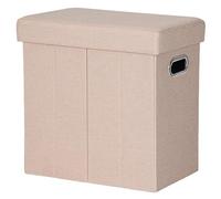 COSYLAND Puff Pieghevole con Contenitore 39L- Pouf Contenitore in Tessuto Lino, Cassapanca Salvaspazio per Interni, da 200kg per Ingresso, Soggiorno e Camera(Rosa tenue)