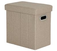 COSYLAND Puff Pieghevole con Contenitore 39L- Pouf Contenitore in Tessuto Lino, Cassapanca Salvaspazio per Interni,da 200kg per Ingresso, Soggiorno e Camera(Beige chiaro)