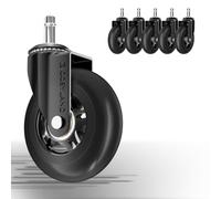 COSYLAND Ruote per Sedia Ufficio - Ruote per Sedia Ufficio per Parquet Silenziose e Resistenti, Rotelle per Sedia Ufficio 10×22 mm per Tutti i Pavimenti (Nero Carbone)