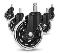 COSYLAND Ruote per Sedia Ufficio - Ruote per Sedia Ufficio per Parquet Silenziose e Resistenti, Rotelle per Sedia Ufficio 10×22 mm per Tutti i Pavimenti (Nero trasparente)