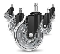 COSYLAND Ruote per Sedia Ufficio - Ruote per Sedia Ufficio per Parquet Silenziose e Resistenti, Rotelle per Sedia Ufficio 10×22 mm per Tutti i Pavimenti (Grigio trasparente)