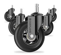 COSYLAND Ruote per sedia ufficio - ruote sedia ufficio parquet silenziose e resistenti, rotelle per sedia ufficio 11x22 mm in gomma nera per tutti i pavimenti