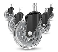 COSYLAND Ruote per Sedia Ufficio - Ruote Sedia Ufficio per Parquet Silenziose e Resistenti, Rotelle per Sedia Ufficio 11×22 mm per Tutti i Pavimenti(Grigio trasparente)